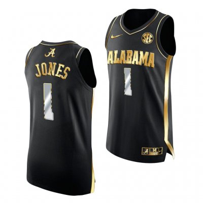 Men's Alabama Crimson Tide #1 Herbert Jones 2021 March Madness Sweet 16 Black Golden NCAA College Football Jersey 2403ADOP8